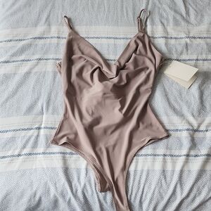 Meraki Dressy Bodysuit With Drapy Neckline And Openback